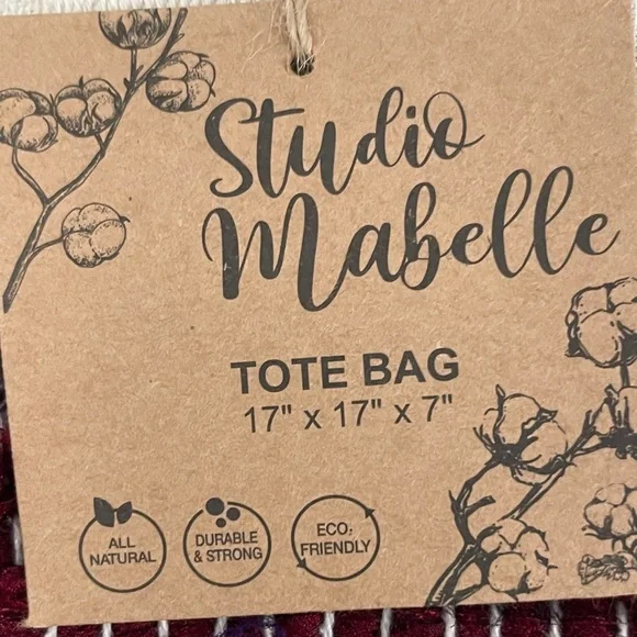 Studio Mabelle NWT Natural Cotton Tote Bag Eco Friendly Market Beach Bag 17x17 - Picture 4 of 7